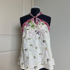 Vintage Loft‎ Tie-Neck Linen Floral Tank